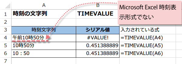 TIMEVALUE関数の使い方1