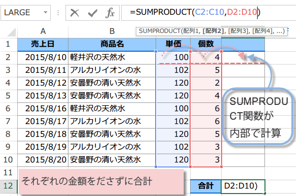 SUMPRODUCT関数の使い方2
