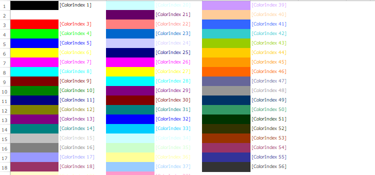 ColorIndex一覧を作成マクロ1