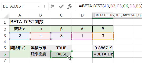 BETA.DIST関数の使い方7