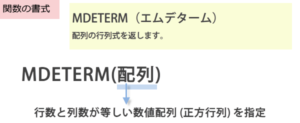 MDETERM関数の書式