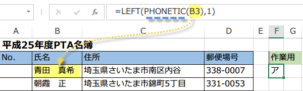 LEFT関数とPHONETIC関数