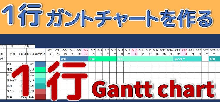 【ガントチャート】1行Gantt chartをVBAで作成する